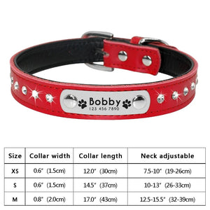 Planet Gates Personalized Dog Cat Collar Adjustable Cat Crystal Collars Anti-lost Leather Puppy Cats Necklace Bowtie Rhinestone Accessories