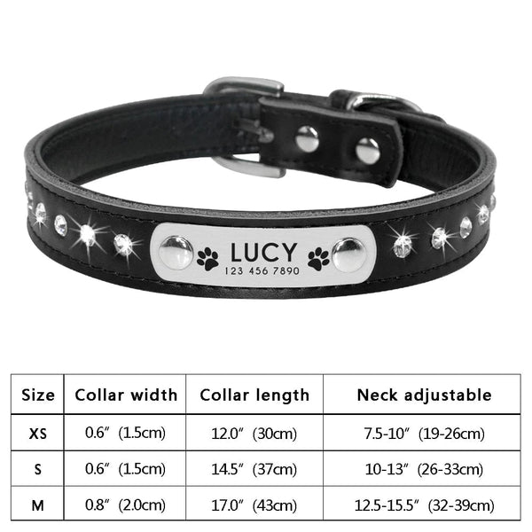 Planet Gates Personalized Dog Cat Collar Adjustable Cat Crystal Collars Anti-lost Leather Puppy Cats Necklace Bowtie Rhinestone Accessories