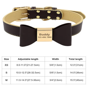 Planet Gates Personalized Dog Cat Collar Adjustable Cat Crystal Collars Anti-lost Leather Puppy Cats Necklace Bowtie Rhinestone Accessories