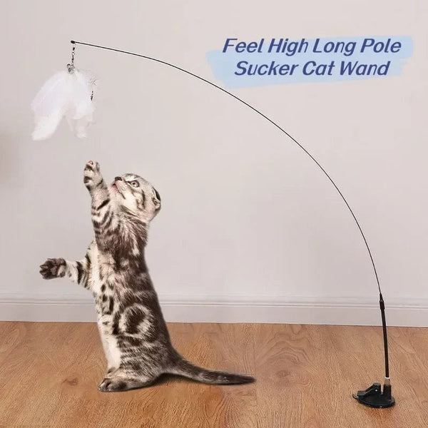 Planet Gates Pet Cat Toy Cat Wand Fluffy Feather with Bell Sucker Cat Stick Toy Interactive Toys for Cats Kitten Hunting Exercise Pet Product