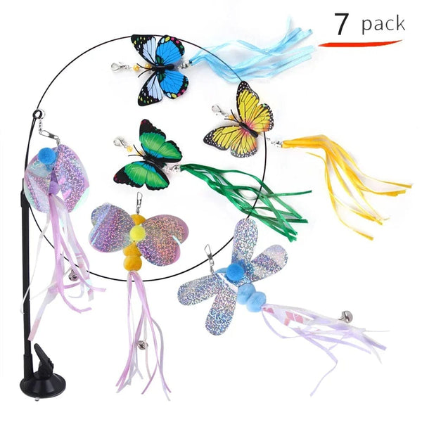 Planet Gates Pet Cat Toy Cat Wand Fluffy Feather with Bell Sucker Cat Stick Toy Interactive Toys for Cats Kitten Hunting Exercise Pet Product