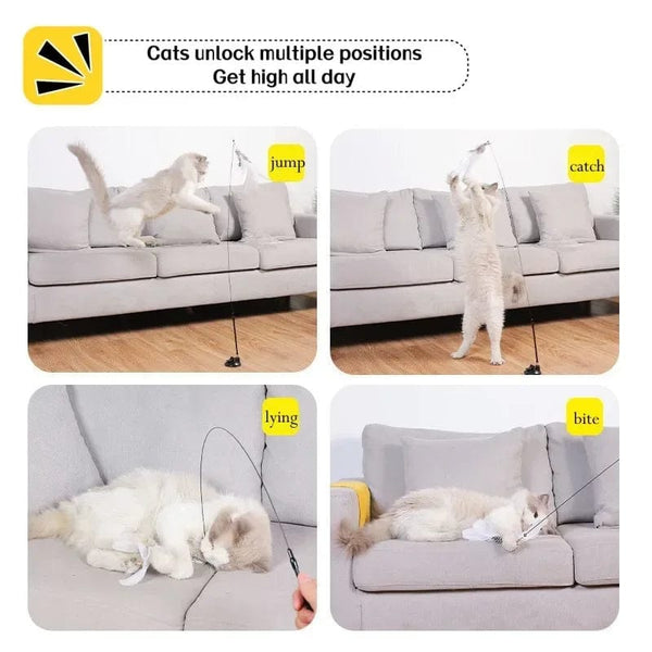 Planet Gates Pet Cat Toy Cat Wand Fluffy Feather with Bell Sucker Cat Stick Toy Interactive Toys for Cats Kitten Hunting Exercise Pet Product