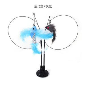 Planet Gates Pet Cat Toy Cat Wand Fluffy Feather with Bell Sucker Cat Stick Toy Interactive Toys for Cats Kitten Hunting Exercise Pet Product