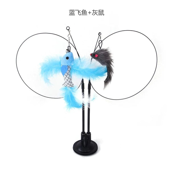 Planet Gates Pet Cat Toy Cat Wand Fluffy Feather with Bell Sucker Cat Stick Toy Interactive Toys for Cats Kitten Hunting Exercise Pet Product