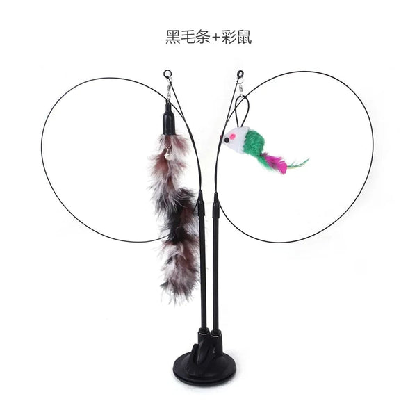 Planet Gates Pet Cat Toy Cat Wand Fluffy Feather with Bell Sucker Cat Stick Toy Interactive Toys for Cats Kitten Hunting Exercise Pet Product
