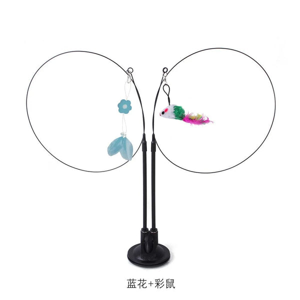 Planet Gates Pet Cat Toy Cat Wand Fluffy Feather with Bell Sucker Cat Stick Toy Interactive Toys for Cats Kitten Hunting Exercise Pet Product