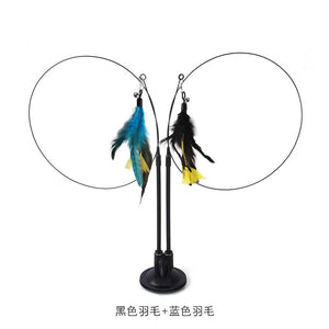 Planet Gates Pet Cat Toy Cat Wand Fluffy Feather with Bell Sucker Cat Stick Toy Interactive Toys for Cats Kitten Hunting Exercise Pet Product
