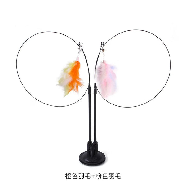 Planet Gates Pet Cat Toy Cat Wand Fluffy Feather with Bell Sucker Cat Stick Toy Interactive Toys for Cats Kitten Hunting Exercise Pet Product