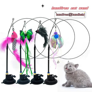 Planet Gates Pet Cat Toy Cat Wand Fluffy Feather with Bell Sucker Cat Stick Toy Interactive Toys for Cats Kitten Hunting Exercise Pet Product