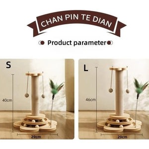 Planet Gates Pet Cat Toy Solid Wood Cat Turntable Funny Cat Stick  Balls Durable Sisal Scratching Board Cat Supplies Cat Grab Column