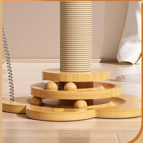 Planet Gates Pet Cat Toy Solid Wood Cat Turntable Funny Cat Stick  Balls Durable Sisal Scratching Board Cat Supplies Cat Grab Column