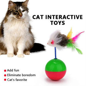 Planet Gates Pet Cat Toys Durable Colorful Feather Mimi Favorite Fur Mouse Tumbler Kitten Cat Toys Play Balls for Catch Cats Supplies 2PCS