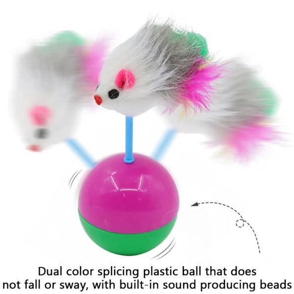 Planet Gates Pet Cat Toys Durable Colorful Feather Mimi Favorite Fur Mouse Tumbler Kitten Cat Toys Play Balls for Catch Cats Supplies 2PCS