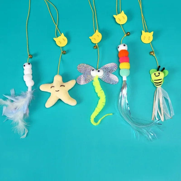 Planet Gates Pet Cat Toys Elasticity Retractable Hanging Door Type Interactive Toy for Kitten Mouse Catnip Scratch Rope Toy Pet Supplies Gift