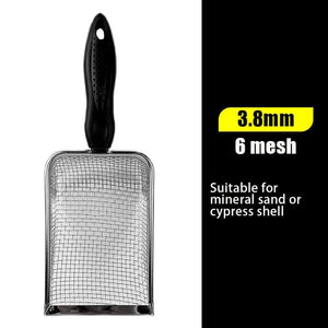 Planet Gates Pet Cleaning Tools Stainless Steel Feces Shovel Net Cat Litter Shovel Reptiles Lizard Sand Shovel Mesh Screen Fecal Spoon