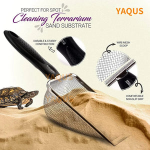 Planet Gates Pet Cleaning Tools Stainless Steel Feces Shovel Net Cat Litter Shovel Reptiles Lizard Sand Shovel Mesh Screen Fecal Spoon