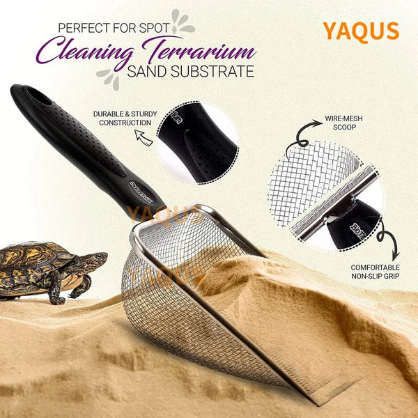 Planet Gates Pet Cleaning Tools Stainless Steel Feces Shovel Net Cat Litter Shovel Reptiles Lizard Sand Shovel Mesh Screen Fecal Spoon