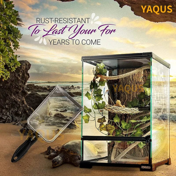 Planet Gates Pet Cleaning Tools Stainless Steel Feces Shovel Net Cat Litter Shovel Reptiles Lizard Sand Shovel Mesh Screen Fecal Spoon