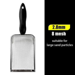 Planet Gates Pet Cleaning Tools Stainless Steel Feces Shovel Net Cat Litter Shovel Reptiles Lizard Sand Shovel Mesh Screen Fecal Spoon
