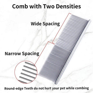 Planet Gates Pet Dematting Comb Stainless Steel Pet Grooming Comb for Dogs and Cats Gently Removes Loose Undercoat Flea Comb Pretty&Better