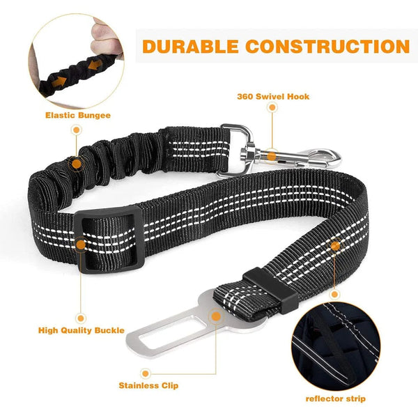 Planet Gates Pet Dog Car Seat Belt Retractable Buffer Elastic Reflective Safety Traction Rope Dog Leash Harness Dogs Dog Accessories Supplies
