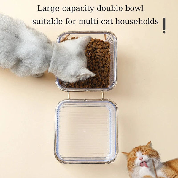 Planet Gates Pet Double Bowl Transparent High Foot Cat Bowl Drink water Cat Food With Golden Stand Raised Water Feeder Dog Bowl Supplies
