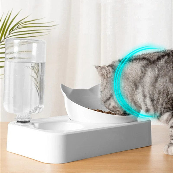 Planet Gates Pet Feeder 2-in-1 Pet Feeding Bowl Dog Cat Automatic Water Dispenser with Removable Stainless Steel Bowls Pet Supplies