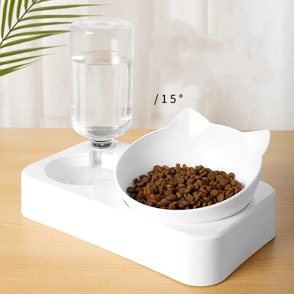 Planet Gates Pet Feeder 2-in-1 Pet Feeding Bowl Dog Cat Automatic Water Dispenser with Removable Stainless Steel Bowls Pet Supplies