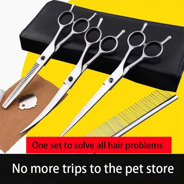 Planet Gates Pet Grooming Scissors Dog Hair Professional Trimming Scissors Set Teddy Haircutting Bent Scissors Pet Clippers Portable Sets