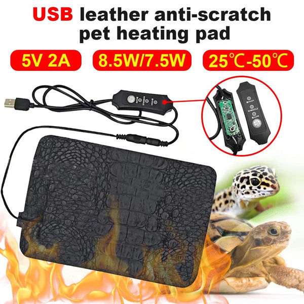 Planet Gates Pet Heating Pad Terrarium Reptiles Heat Mat USB Electric Blanket Heater Warm Pad Adjustable Temperature Controller Incubator Mat