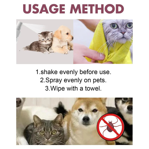 Planet Gates Pet insect repellent spray Drive away fleas lice ticks Sterilization Relieve skin itching Suitable for deworming cats and dogs