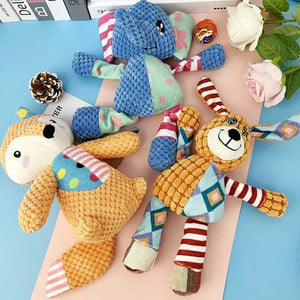 Planet Gates Pet Plush Toy Cat Dog Interactive Teething Toys Cute Animal Style Bite Resistant Squeaky Teeth Cleaning Chew Toy Pet Supplies