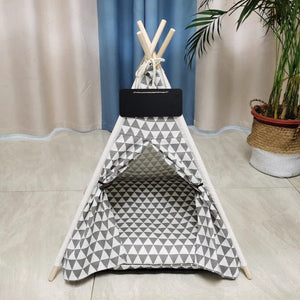 Planet Gates Pet Tent House Dog Bed Portable Removable Washable Teepee Puppy Cat Indoor Outdoor Kennels Cave with Cushion and Blackboard