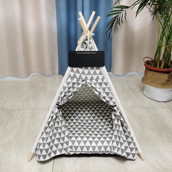 Planet Gates Pet Tent House Dog Bed Portable Removable Washable Teepee Puppy Cat Indoor Outdoor Kennels Cave with Cushion and Blackboard