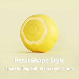 Planet Gates Petal Shape Yellow Pet Automatic Rolling Cat Toy Training Self-propelled Kitten Toy Indoor Interactive Play Electric Smart Cat Ball Toy Supplies