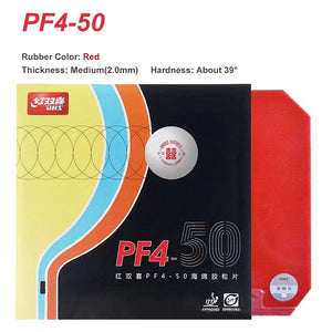Planet Gates PF4-50 Red Medium Original DHS PF4 50 Table Tennis Rubber Sticky Pimples-in PF4 Ping Pong Rubber for Loop Driving with Attack