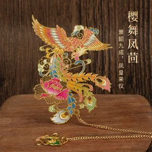 Planet Gates phoenix Luxury Metal Bookmark Chinese Style Retro Animal Shape Stationery Creative Gift Teacher Student School Office Supplies