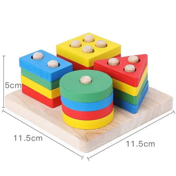 Planet Gates picture color Children Four Post Geometric Modeling Building Blocks Montessori Toys Jigsaw Puzzle Teaching Aids Kids Wooden Toys