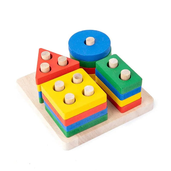 Planet Gates picture color Children Four Post Geometric Modeling Building Blocks Montessori Toys Jigsaw Puzzle Teaching Aids Kids Wooden Toys