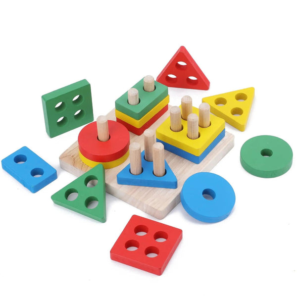 Planet Gates picture color Children Four Post Geometric Modeling Building Blocks Montessori Toys Jigsaw Puzzle Teaching Aids Kids Wooden Toys