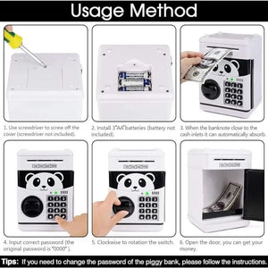 Planet Gates Piggy Bank for Kids Electronic Password Piggy Bank Kids Safe Bank Panda Unicorn Cartoon  Mini ATM Bank Toy for Boys and Girls