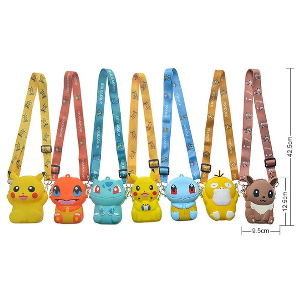 Planet Gates Pikachu B Pokemon Coin Purse Pikachu Anime Figures Cartoon Model Silicone Wallet Kawaii Personality Fashion  Shoulder Bag Kids Toys Gifts