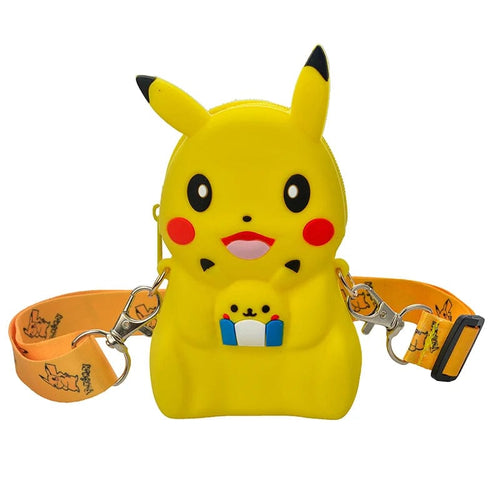 Planet Gates Pikachu B Pokemon Coin Purse Pikachu Anime Figures Cartoon Model Silicone Wallet Kawaii Personality Fashion  Shoulder Bag Kids Toys Gifts