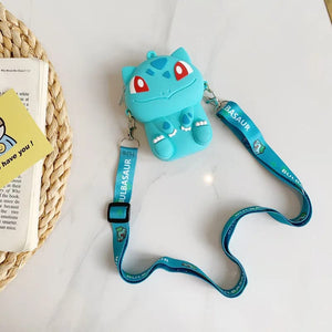 Planet Gates Pikachu B Pokemon Coin Purse Pikachu Anime Figures Cartoon Model Silicone Wallet Kawaii Personality Fashion  Shoulder Bag Kids Toys Gifts
