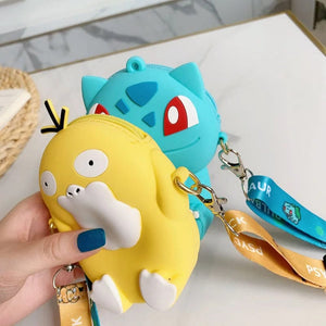 Planet Gates Pikachu B Pokemon Coin Purse Pikachu Anime Figures Cartoon Model Silicone Wallet Kawaii Personality Fashion  Shoulder Bag Kids Toys Gifts