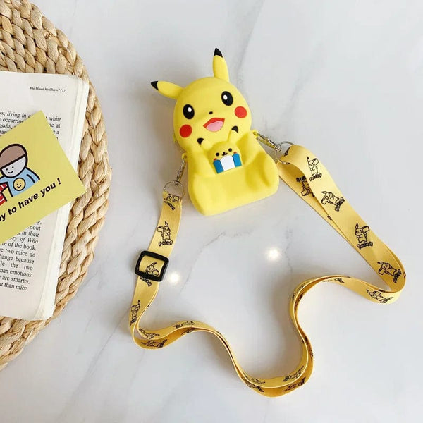 Planet Gates Pikachu B Pokemon Coin Purse Pikachu Anime Figures Cartoon Model Silicone Wallet Kawaii Personality Fashion  Shoulder Bag Kids Toys Gifts