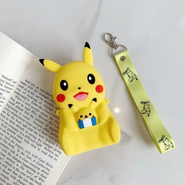 Planet Gates Pikachu B Pokemon Coin Purse Pikachu Anime Figures Cartoon Model Silicone Wallet Kawaii Personality Fashion  Shoulder Bag Kids Toys Gifts