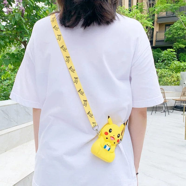 Planet Gates Pikachu B Pokemon Coin Purse Pikachu Anime Figures Cartoon Model Silicone Wallet Kawaii Personality Fashion  Shoulder Bag Kids Toys Gifts