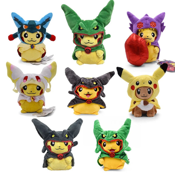 Planet Gates Pikachu Cos Eevee Cosplay Plush Toys Charizard Peluche Lucario Stuffed Animal Doll Collectible Gift,Cartoon 20-30CM