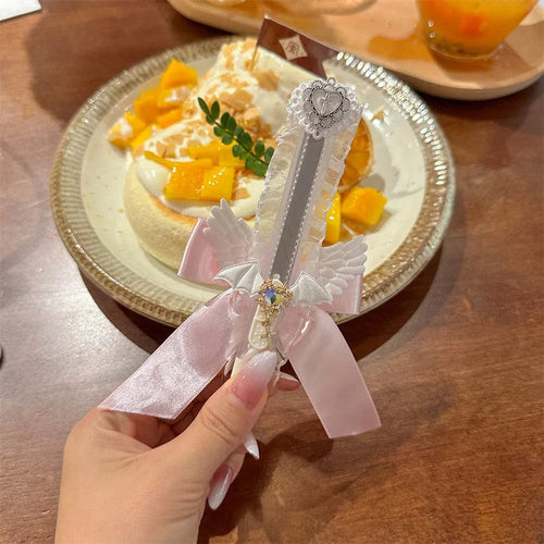 Planet Gates pink 1 Piece Creative Lace Stationery Utility Knife Chic Cute Bow Ribbon Wings Letter Open Sweet Kawaii Box Cutter Student Supplies